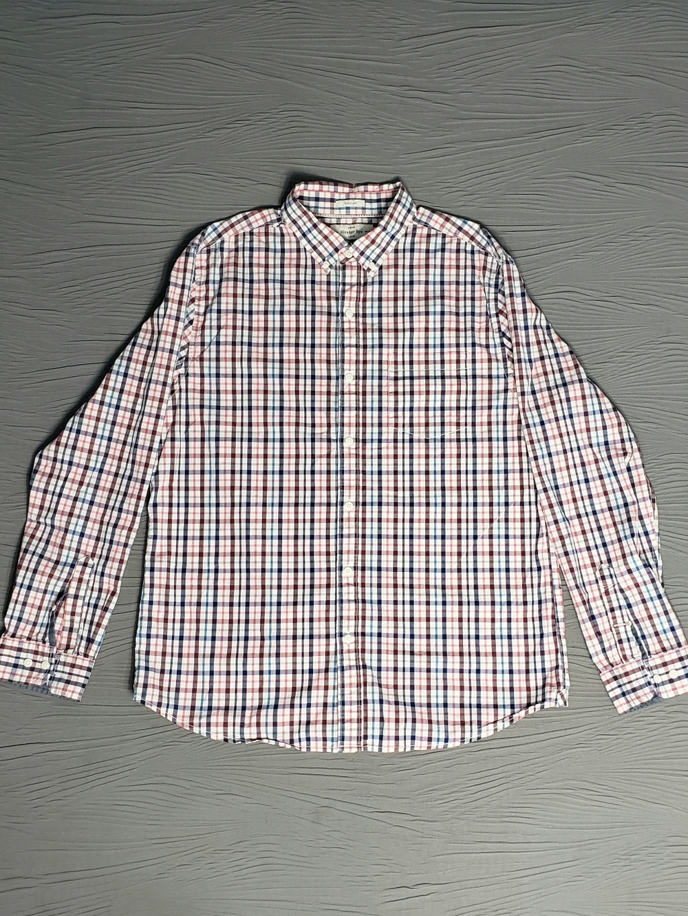 HAWKER RYE Men's Regular Fit Premium Stretch Plaid DB LS Shirt (XL) Red/Blue